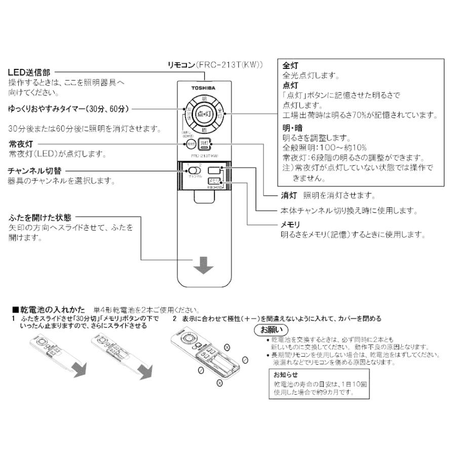 TOSHIBA（東芝） 照明器具用リモコン LEDシーリングライト用 単色調