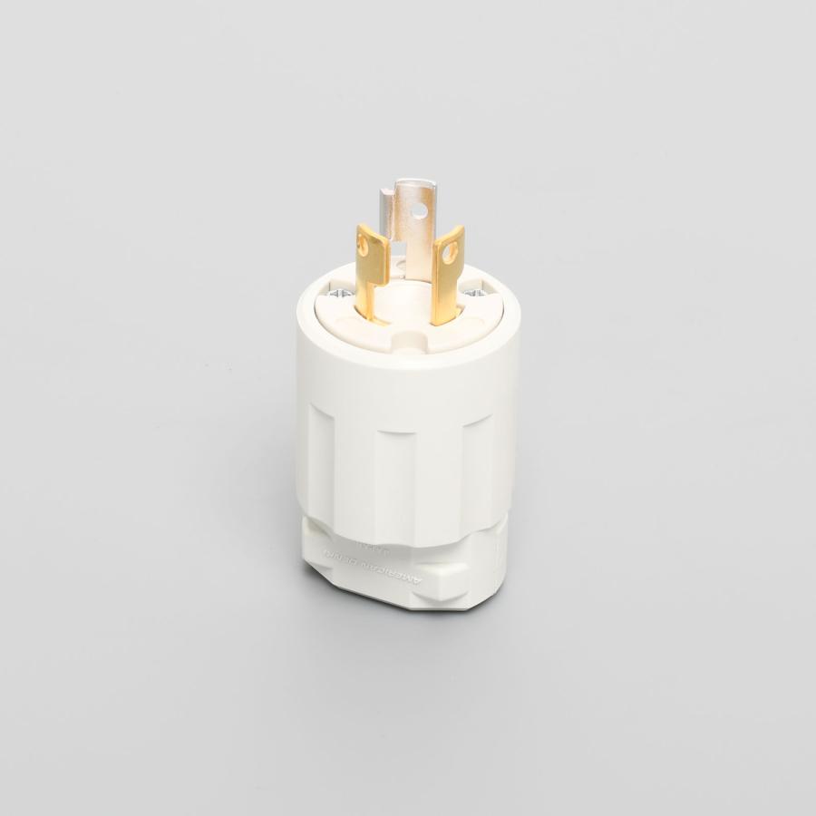 アメリカン電機 接地形2P 15A 250V 引掛形プラグ (ナイロンカバー) 白