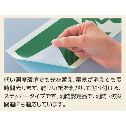 日本緑十字社　高輝度蓄光避難誘導ステッカー標識　非常口→　≪クリックポスト対応≫　Ｓ級認定品　364951　ＳＳＮ９５１　１５０×１５０