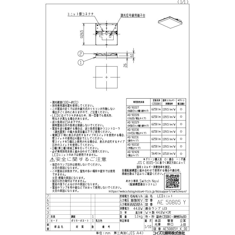 レインフォレスト・アライアンス】KOIZUMI LEDユニット FHP32W×4灯相当