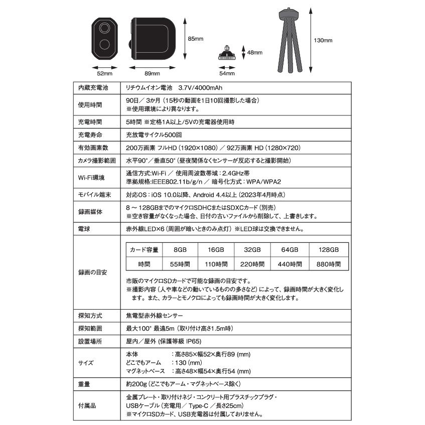 RITEX ムサシ RITEX 充電式どこでもセンサーWi-Fiカメラ RITEX ムサシ RITEX 充電式どこでもセンサーWi-Fiカメラ