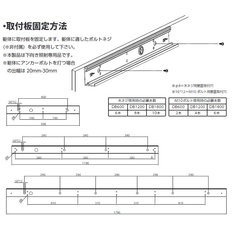 ニッケンハードウェア サイン用ヒサシ型照明 デハバム DEHABAM 下向き専用 昼白色5000K 600mm 配光角度20° ブラック DB600Bの画像