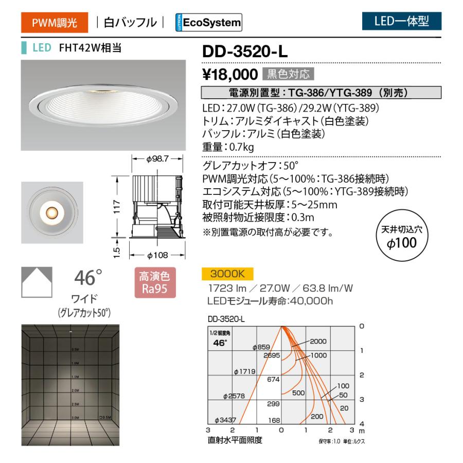 山田照明 yamada 屋内ダウンライトベース LED一体型 電球色 Ra95 FHT42W相当 電源別売 専用調光器対応 埋込穴φ100mm ...