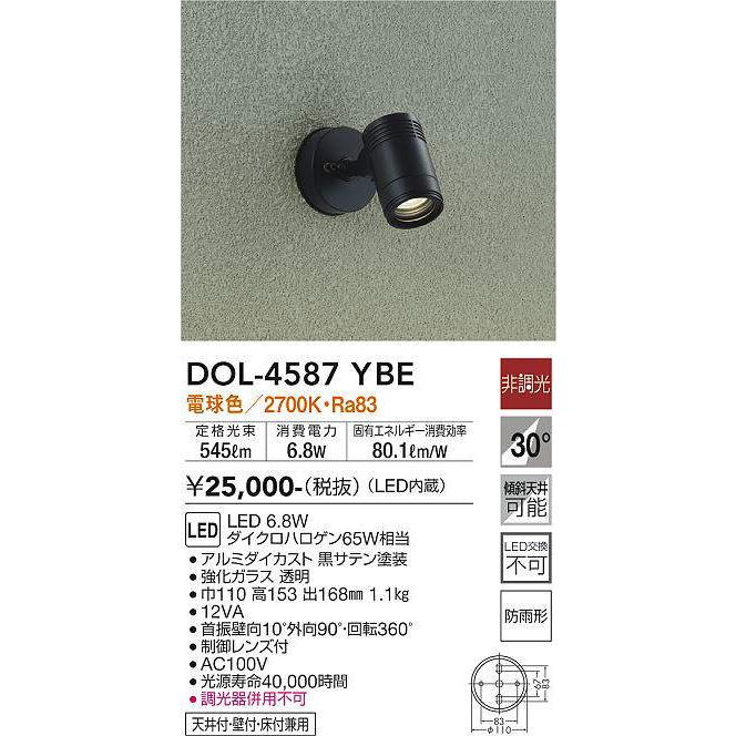大光電機 DAIKO LEDアウトドアスポット ダイクロハロゲン65W相当 (LED