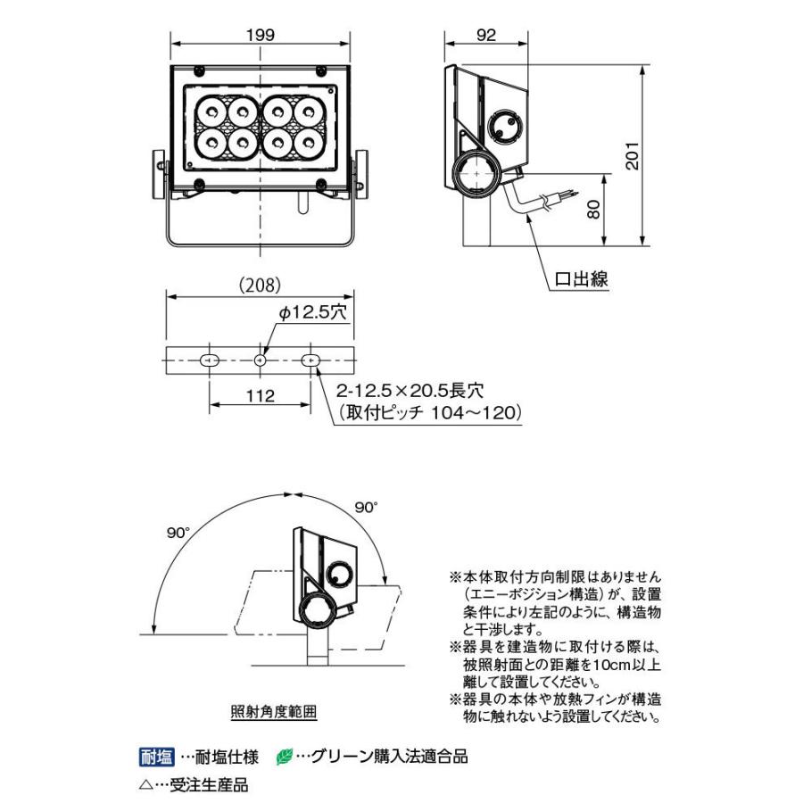 岩崎 レディオック フラッド ネオ LED投光器 80クラス 広角タイプ 白色 