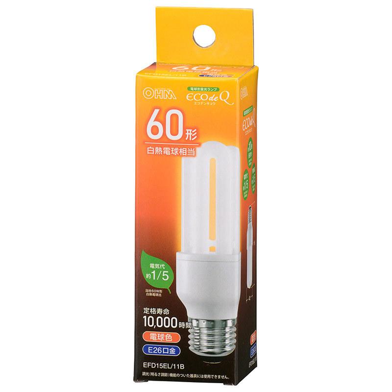 OHM オーム電機 電球形蛍光灯（蛍光ランプ） D形 エコデンキュウ 60  