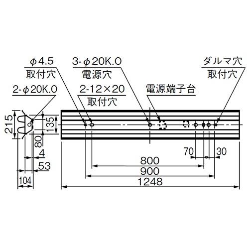三菱　反射笠付LED照明器具 台形 MILIE Lファインeco FLR40形X2 100-242V 温白色 連続調光 (ランプ付）　ELLFH4522CAHX+LDL40SWW1723N4 ※受注生産品_1