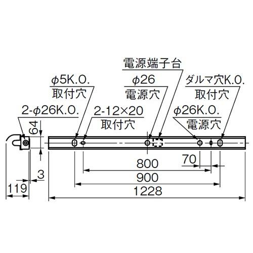三菱　片反射笠LED照明器具 MILIE Lファインeco FHF32形X1 100〜242V 昼白色 高出力調光対応 （ランプ付）　ELLFV4901BAHX+LDL40SN2439N4 ※受注生産品_1