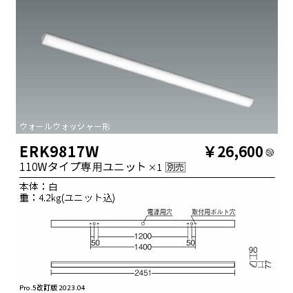 ENDO　LEDベースライト　ウォールウォッシャー形　1灯用　直付形　FLR110W×2灯相当　ERK9817W（ランプ別売）_1