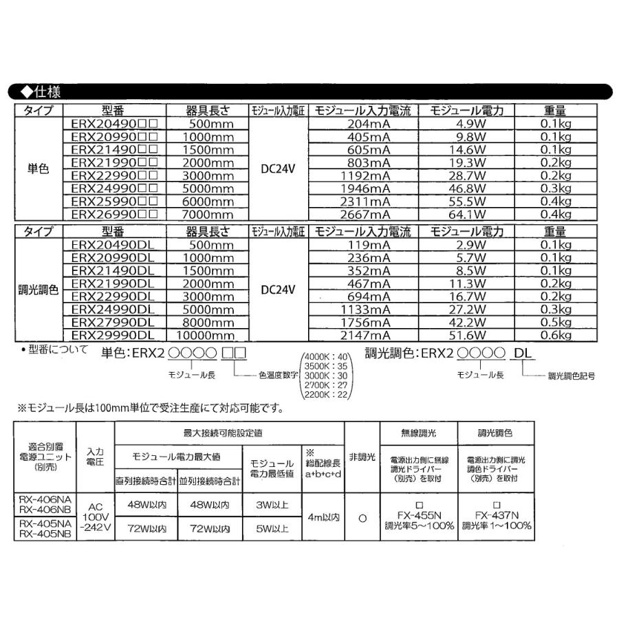 ENDO　LED間接照明 フレキシブルテープライト 屋内外兼用 調光調色 L:500タイプ 6500K-2700K相当 拡散　ERX20490DL (ランプ付・電源別売) ※受注生産品_2