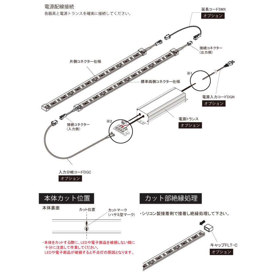 FKK LEDテープライト DC24V フレアラインPLC 蓄光機能搭載 両側コネクター 5436mm 2500K (トランス コード別売) FLT-3PG-5436-L25 ※受注生産品の画像