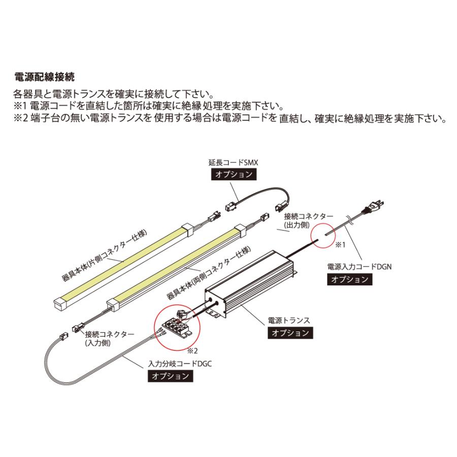 FKK LEDテープライト DC24V フレアライン ミニサイド 片側コネクター 4640mm 4000K (トランス コード別売) FMS-4640-W-K ※受注生産品の画像