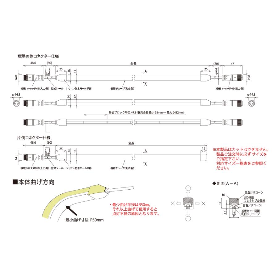 【関税込み】FKK　LEDテープライト 軒下用 DC24V フレアライン ミニトップ 片側コネクター 5647mm 5000K (トランス コード別売)　FMT-A-5647-N-K ※受注生産品
