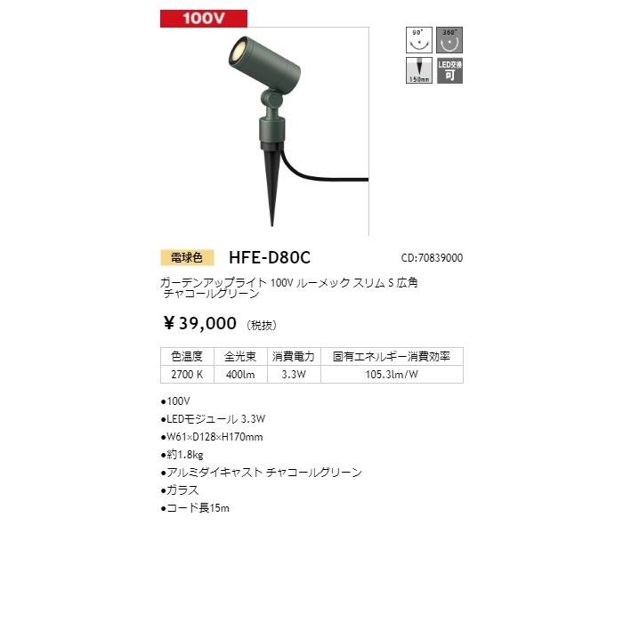 タカショー ガーデンアップライト スリム S 広角 HFE-D80C