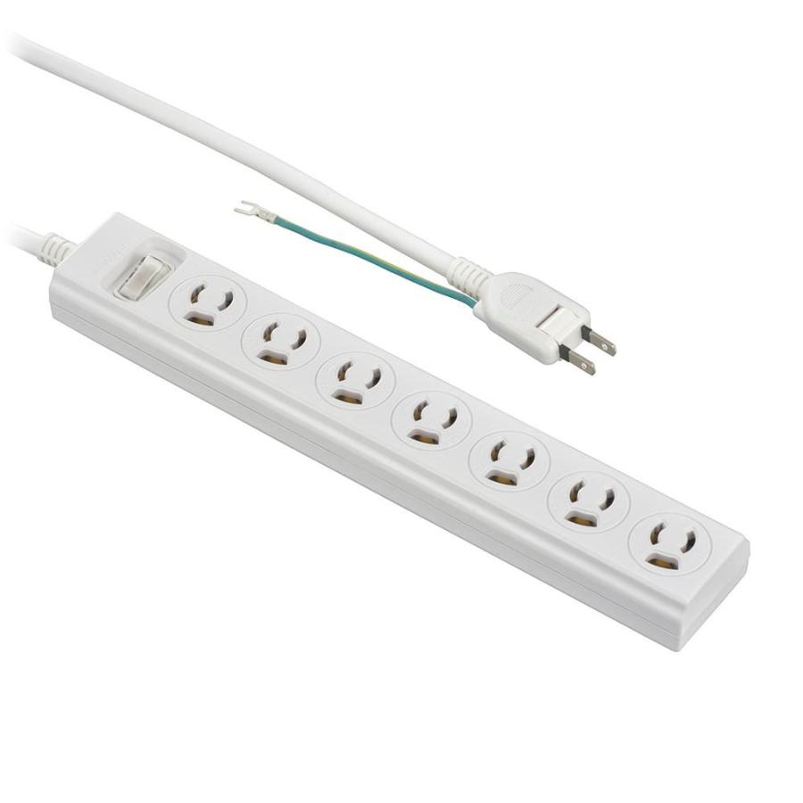 OHM（オーム電機） 3ピンプラグ対応 雷ガード付き抜け止めタップ 7個口