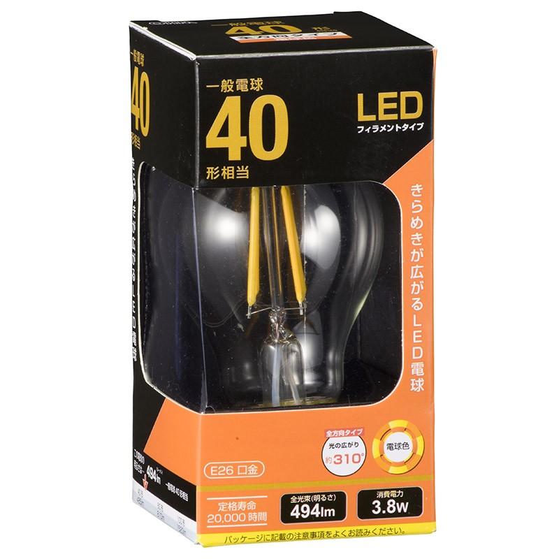 OHM（オーム電機） LEDフィラメントタイプ電球 一般電球形 クリア 一般