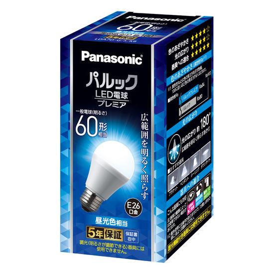 パナソニック　パルック LED電球 プレミア 一般電球タイプ 広範囲を照らすタイプ Ra84 60形相当(60W形相当) 昼光色(6500K)  810lm 7.0W E26口金　LDA7D-G/S/K6 :LDA7DGSK6-Panasonic:オールライト Yahoo!店 - 通販 - 