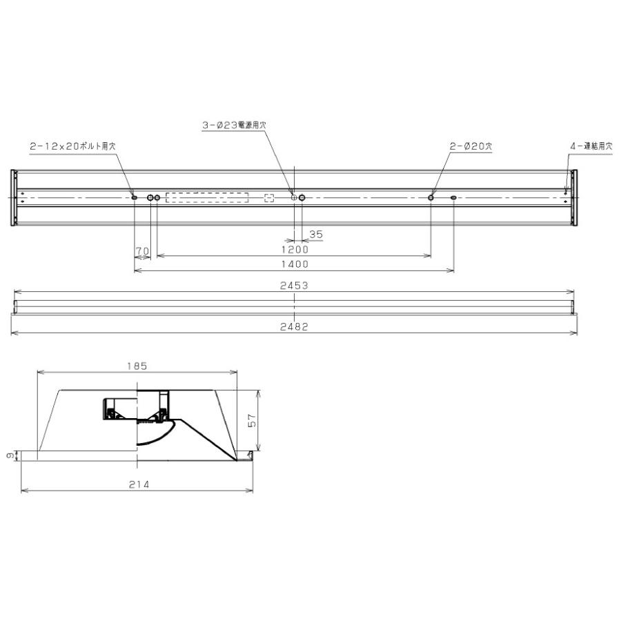 東芝 LEDベースライト 埋込形下面開放W190 高演色タイプ Hf86形×2灯器具相当 昼白色 LEER-81902-LS9+LEEM-81343N-VB ※受注生産品の画像