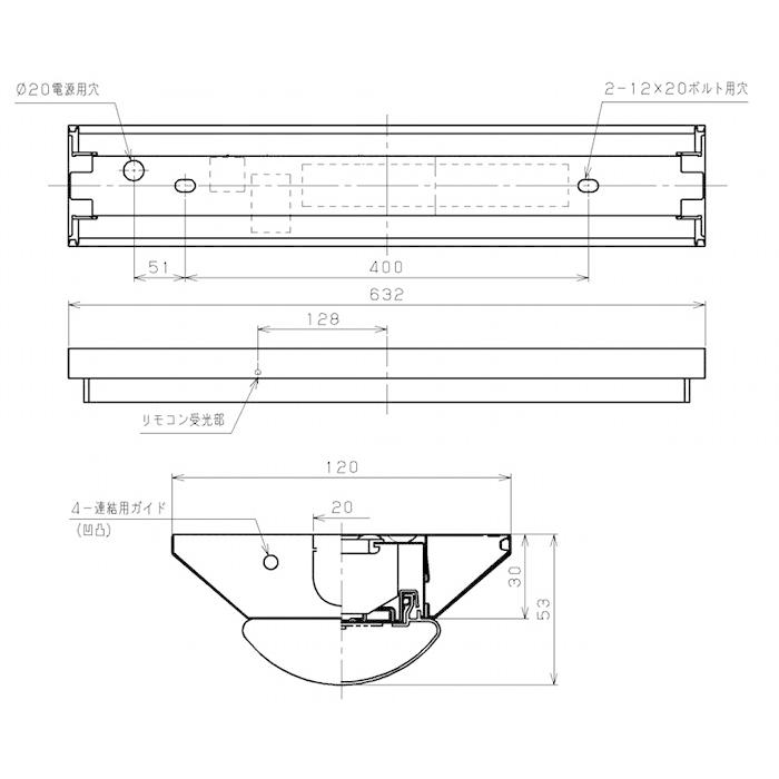 東芝　LEDベースライト 直付形 20タイプ W120 FL20×1灯相当 昼光色 リモコン別売　LEET-21201N-XD9+LEEM-20083D-01 ※受注生産品｜alllight｜03