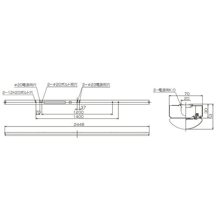 TOSHIBA 東芝 LEDベースライト 直付形 110タイプ W70 Hf86形×2灯用器具相当 昼白色 LEDバー付 LEET-80701 ...