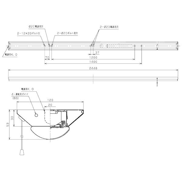 東芝 LEDベースライト 直付形 110タイプ プルスイッチ付 W120  FLR110形×2灯用省電力相当 白色 LEDバー付 LEET-81201P-LS9+LEEM-81003W-VB ※受注生産品の画像