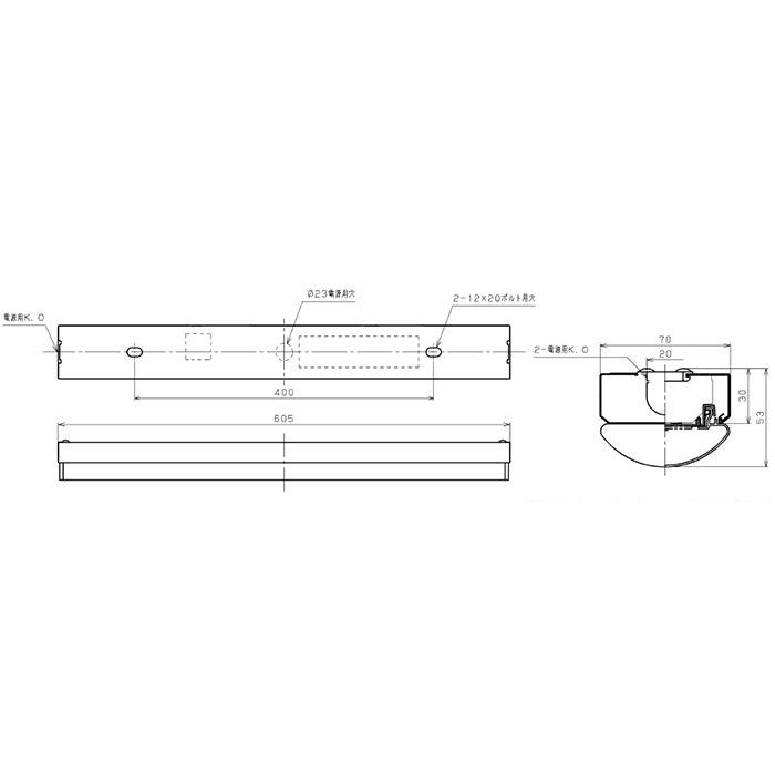 東芝 LEDベースライト 20タイプ W70 Hf16形×2灯用高出力器具相当 電球色 LEDバー付 LEKT207324L-LS9(LEET20704LS9+LEEM20323L01) ※受注生産品の画像