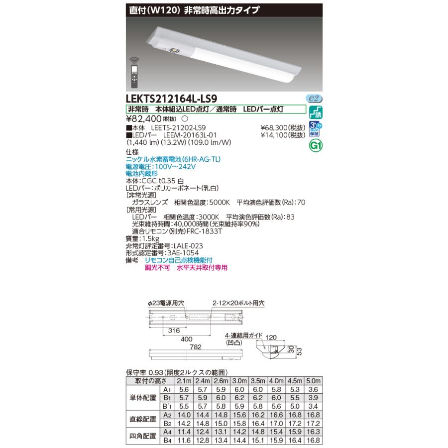 TOSHIBA（東芝） 非常用照明器具 高出力タイプ 20タイプ W120 FL20×2灯