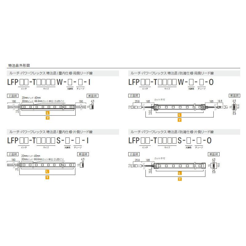 ルーチ　LEDテープライト ルーチ・パワーフレックス 特注品 20mmピッチ DC24V 3720mm (電源トランス・コード別売)　LFP20-T-3720 ※受注生産品