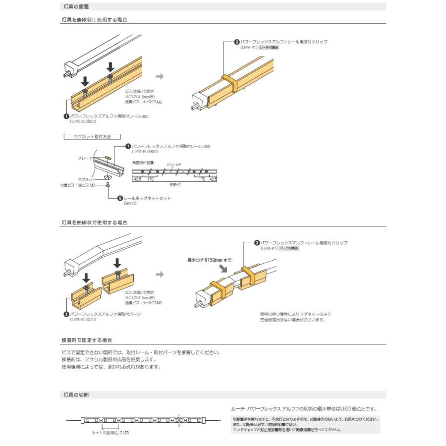ルーチ LEDテープライトパワーフレックス アルファ DC24V 970mm 電球色