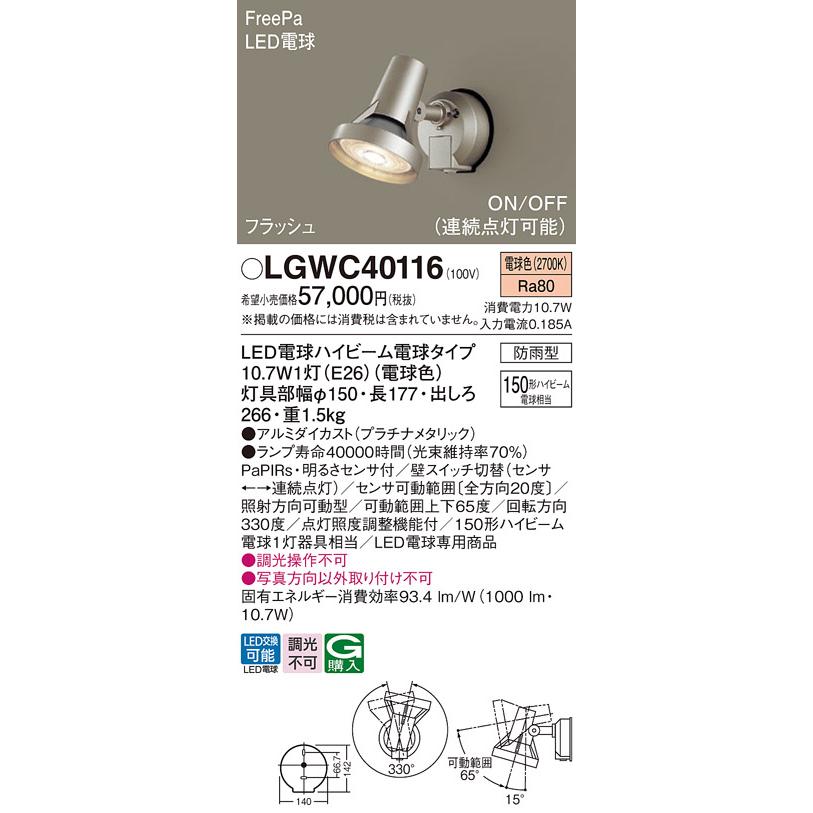 Panasonic（パナソニック） 壁直付型 電球色 スポットライト防雨型