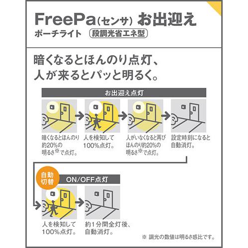 パナソニック　壁直付型　電球色　防雨型　ポーチライト　LED内蔵　LSEWC4073LE1　明るさセンサ　FreePaお出迎え　40形電球1灯相当