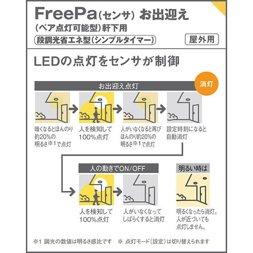 パナソニック 軒下用ダウンライト 高気密SB形 防雨型 FreePaお出迎え 明るさセンサ付 埋込穴φ100mm 100形電球1灯相当 電球色 LED内蔵 LSEWC5041LE1の画像