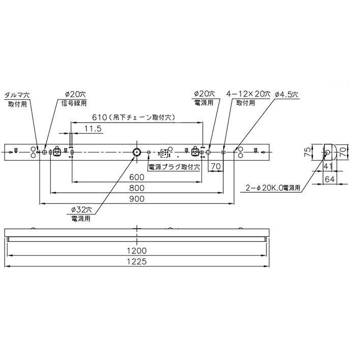 ホタルクス ベース照明 トラフ形 40形 ホタルック FHF32定格出力×2灯相当 昼白色 MMB4101/52N5SG-NX8(MB400701+DLU45205NSGNX8) ※受注生産品の画像