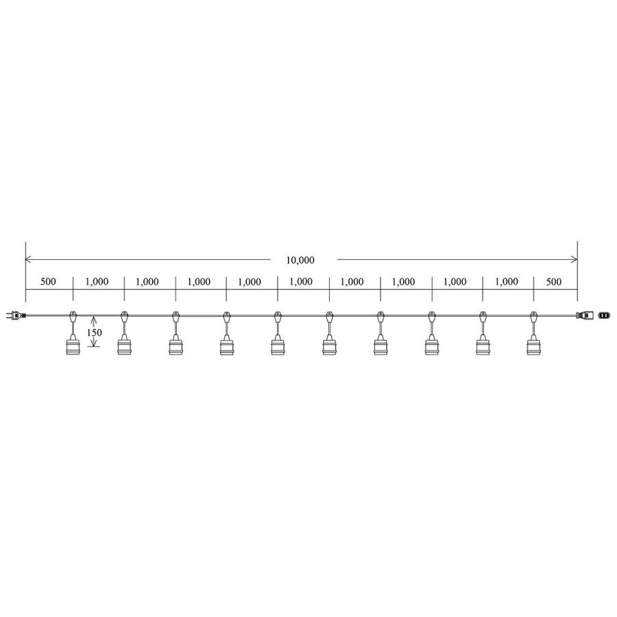 スズデン　ミニタイプスズラン灯　ケーブル長１０ｍ　Ｅ２６防水ソケット１０個（ランプ別売）　MT1-10-10P｜alllight｜06