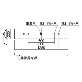 パナソニック　LEDベースライト 非常用照明器具 本体 リニューアル専用 電源内蔵 40形 直付型 Dスタイル(逆富士型) W230 ライトバー別売　NNLG41123｜alllight｜02