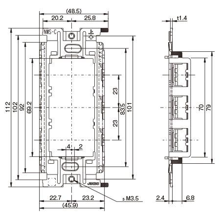 神保電器（JIMBO） J・WIDE SLIMシリーズ スイッチ取付枠 金属