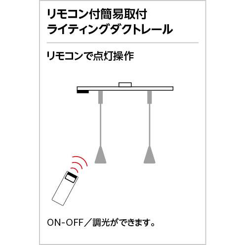 ＯＤＥＬＩＣ 簡易ライティングダクトレール LED専用 全長1055mm 簡易取付A 引掛シーリング 片側200mmスライド可能 リモコン付 黒（ブラック） OA253494の画像