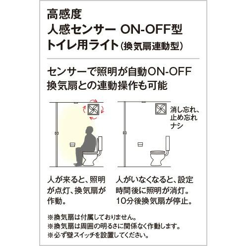 ＯＤＥＬＩＣ ダウンライト 埋込穴φ125mm 昼白色 R15高演色LED 高感度人感ON-OFF型トイレ用ライト（換気扇連動可能型） LED一体型 OD361465Rの画像
