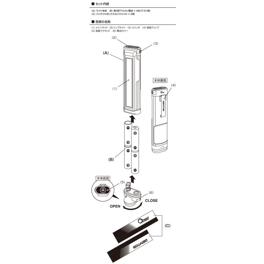 Gentis oz-134d 400lumen 3個+電池付き OZ-134D - GENTOS