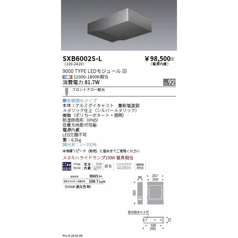 ENDO　LEDSQUARE FLOOD アウトドアスポットライト 12000K-1800K 有線調光 メタルハライドランプ150W相当 フロントナロー　SXB6002S-L (ランプ付) ※受注生産品_1