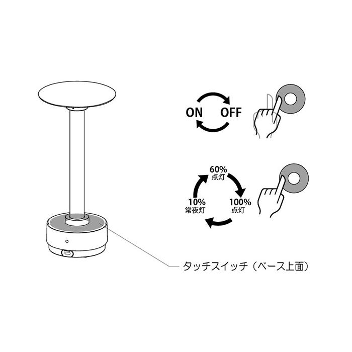 yamada　LEDテーブルスタンド フルムーン LED一体形 電球色 3段階調光 タッチスイッチ 本体色:メタリックブラウン 卓上型 バッテリー内蔵 IP66防雨型　TZ-3B｜alllight｜05