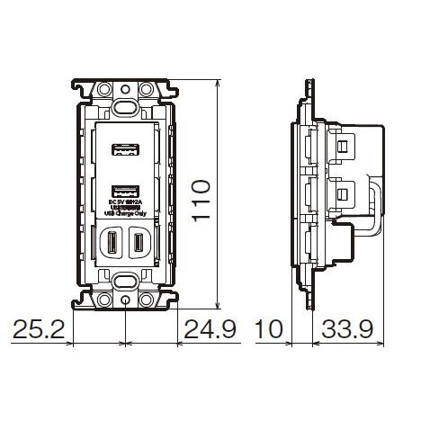 Panasonic WTF 14724W USBコンセント 3個セット Panasonic パナソニック コスモシリーズワイド21配線器具 埋込