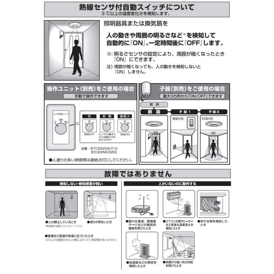Panasonic パナソニック 天井取付熱線センサ付自動スイッチ 4線 Panasonic パナソニック 天井取付熱線センサ付自動スイッチ 4線