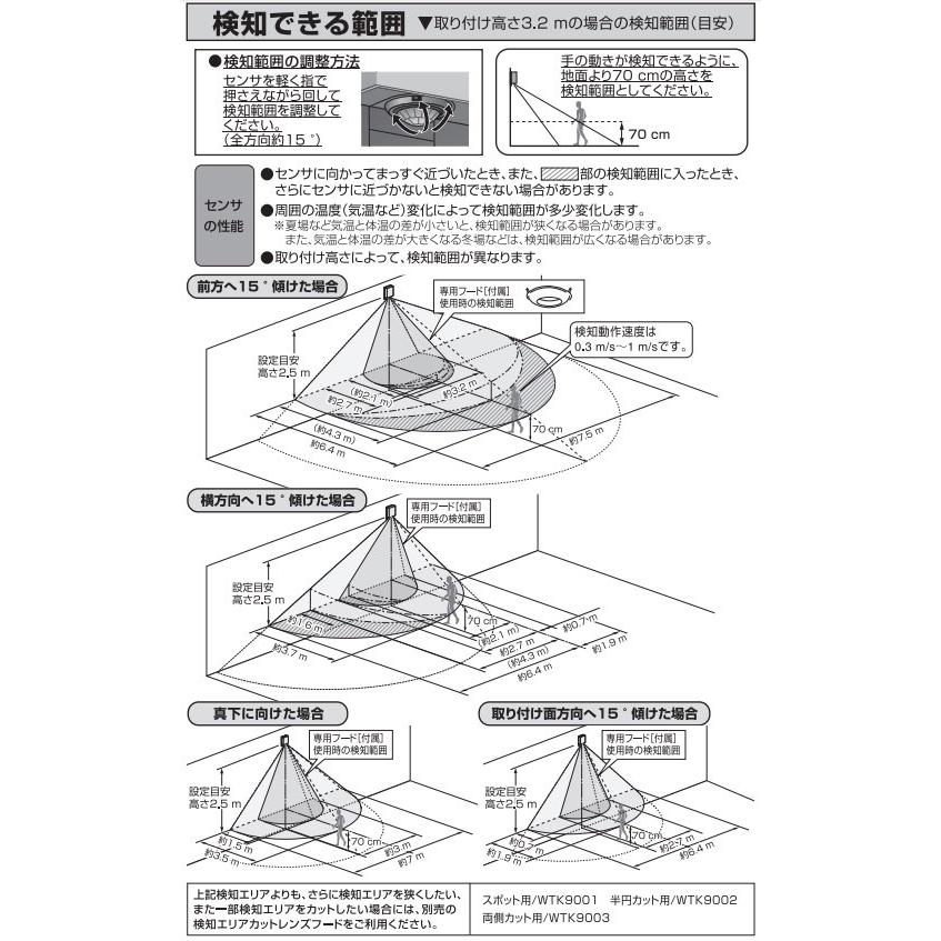 パナソニック　熱線センサ付自動スイッチ 親器(防雨形) 屋側壁取付 お出迎え点灯形(蛍白両用) 明るさセンサ付 3A 100V AC ホワイトシルバー　WTK34314S｜alllight｜03