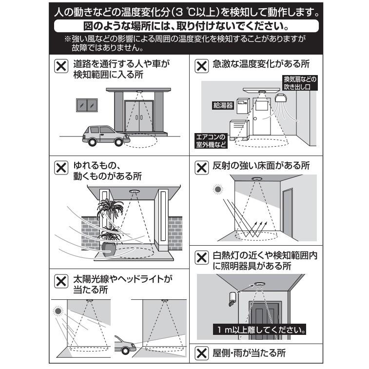 パナソニック　軒下天井取付熱線センサ付自動スイッチ 広角検知形 子器 屋外用 DC12V ホワイト　WTK49129｜alllight｜04