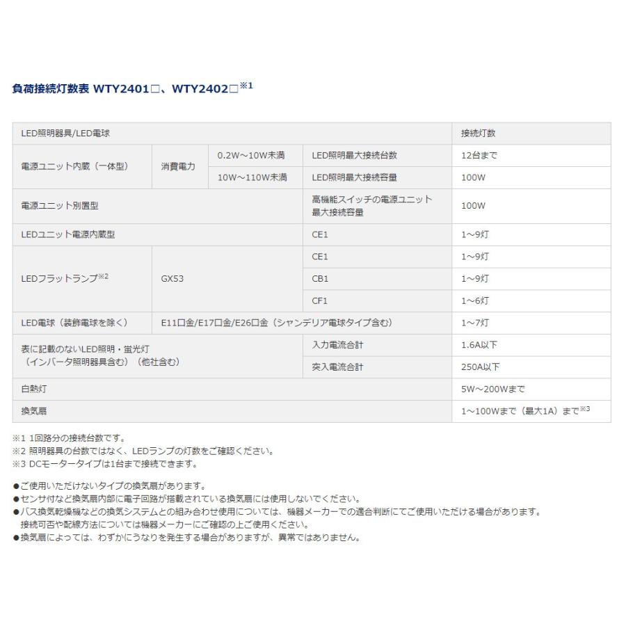 パナソニック　アドバンスシリーズ リンクプラス スイッチON/OFF 3線式 4線式 ハンドルタイプ 受信器 ダブル 2A/回路 100V AC マットホワイト　WTY2402W｜alllight｜08