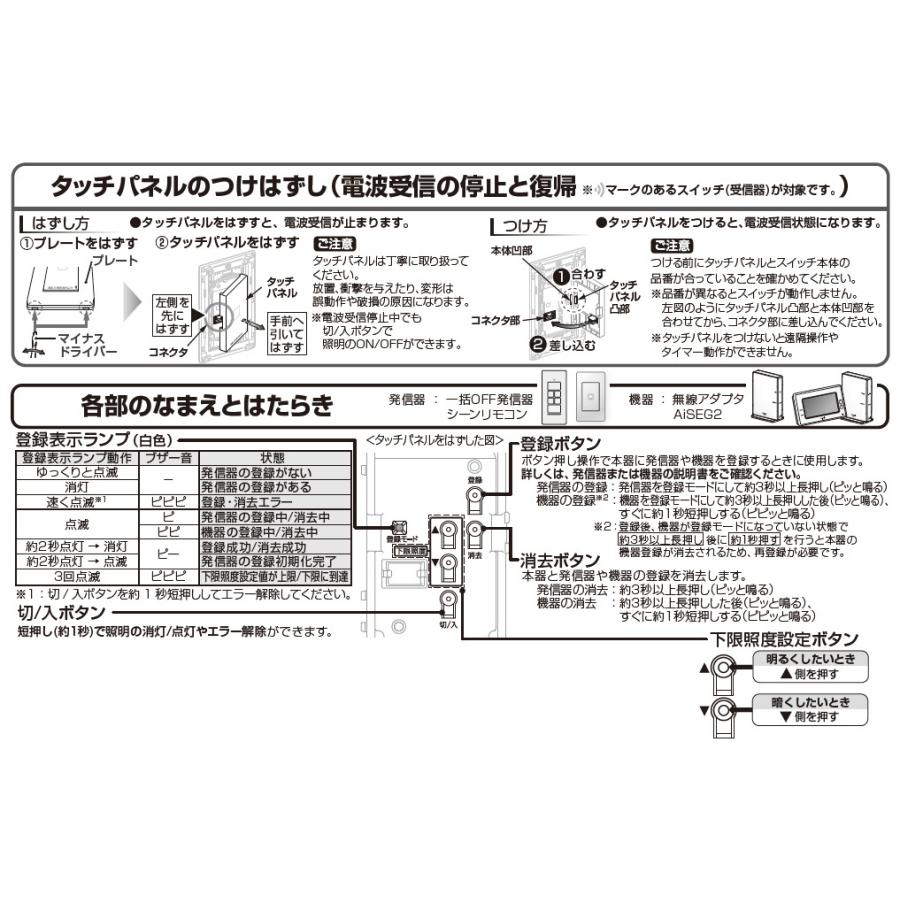 パナソニック　アドバンスシリーズ リンクプラス タッチLED調光スイッチ 3線式 4線式 逆位相 親器・受信器 適合LED専用3.2A マットグレー　WTY24173H｜alllight｜05