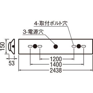 ODELIC LEDベースライト 直付 逆富士型 温白色 調光対応コントローラー別売 Hf86W×2灯相当 LEDユニット付き XL501003B4Dの画像