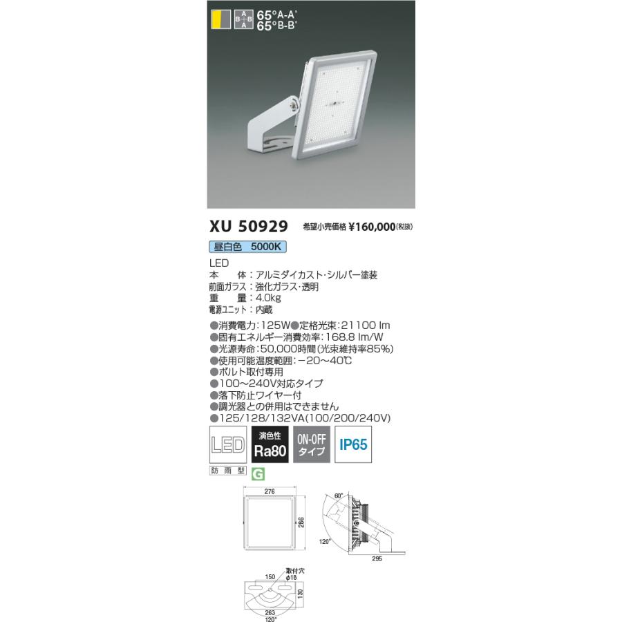 KOIZUMI LED投光器 HID400W相当 (ランプ付) 昼白色 5000K XU50929 