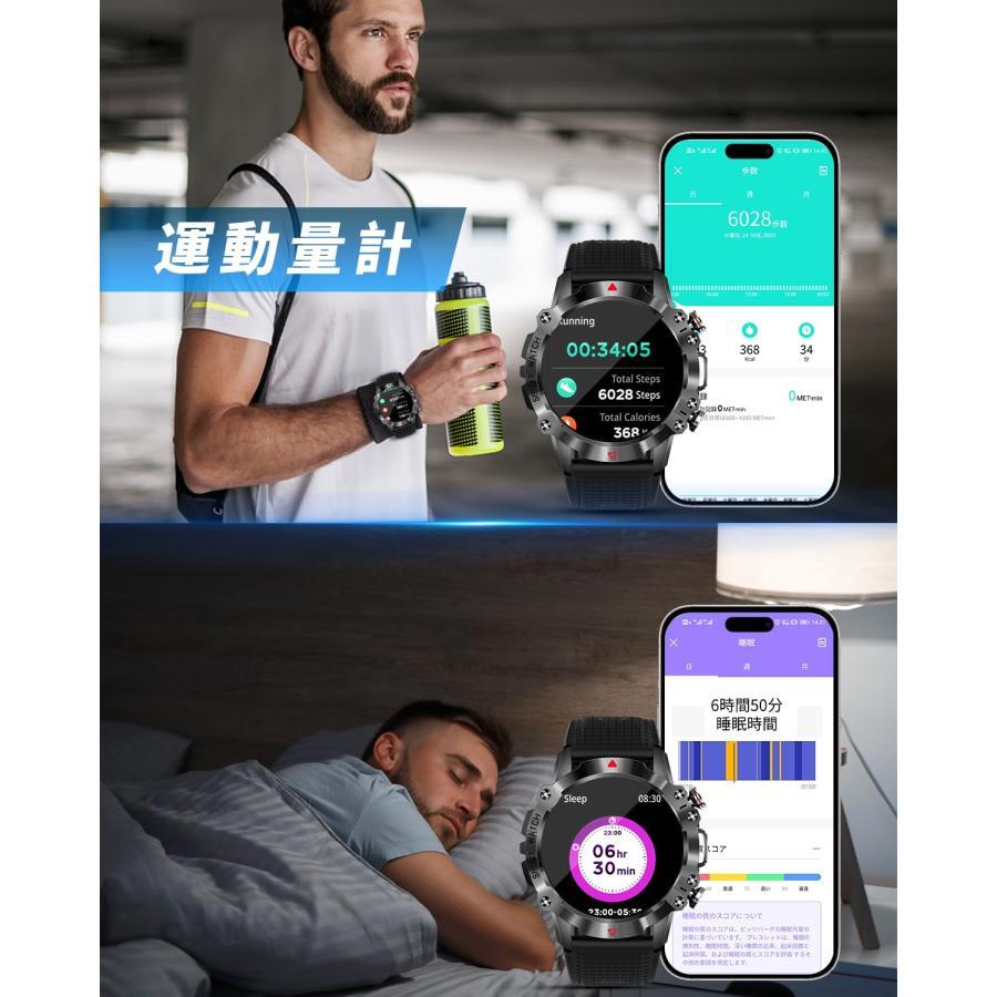 スマートウォッチ【2026新登場 軍用規格】Bluetooth5.3通話機能付き